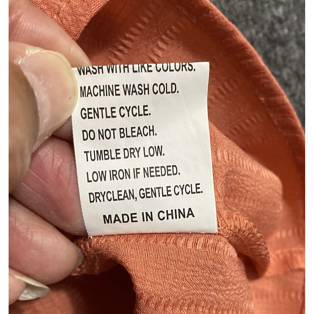 V-Neck Short Sleeve Textured Tunic Orange Size M - Picture 5 of 7